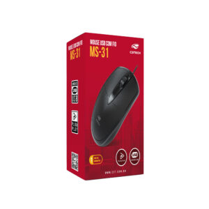 MOUSE USB C3 TECH MS-31BK PRETO-COMPRIMENTO DO CABO 1,10m